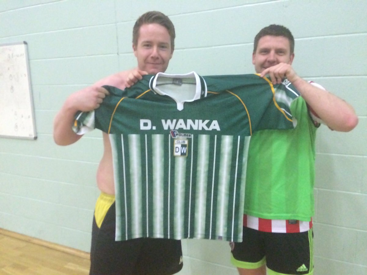 GreendaleOakFC's tweet photo. The first presentation of the new Wanka of the Week shirt @lakey8739 to @cooki0413 #nevertobewashed https://t.co/XaVDJO81Sh