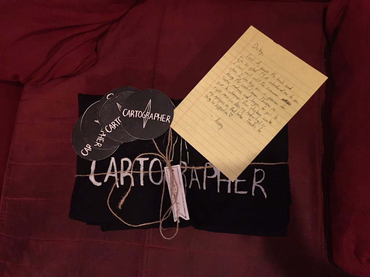 lee_dubin's tweet photo. The sweetest of sweets @av_springading sent me a buncha @cartographermi goodies. Hit me up if you wanna sport a tee https://t.co/TIyOzE9Gzt