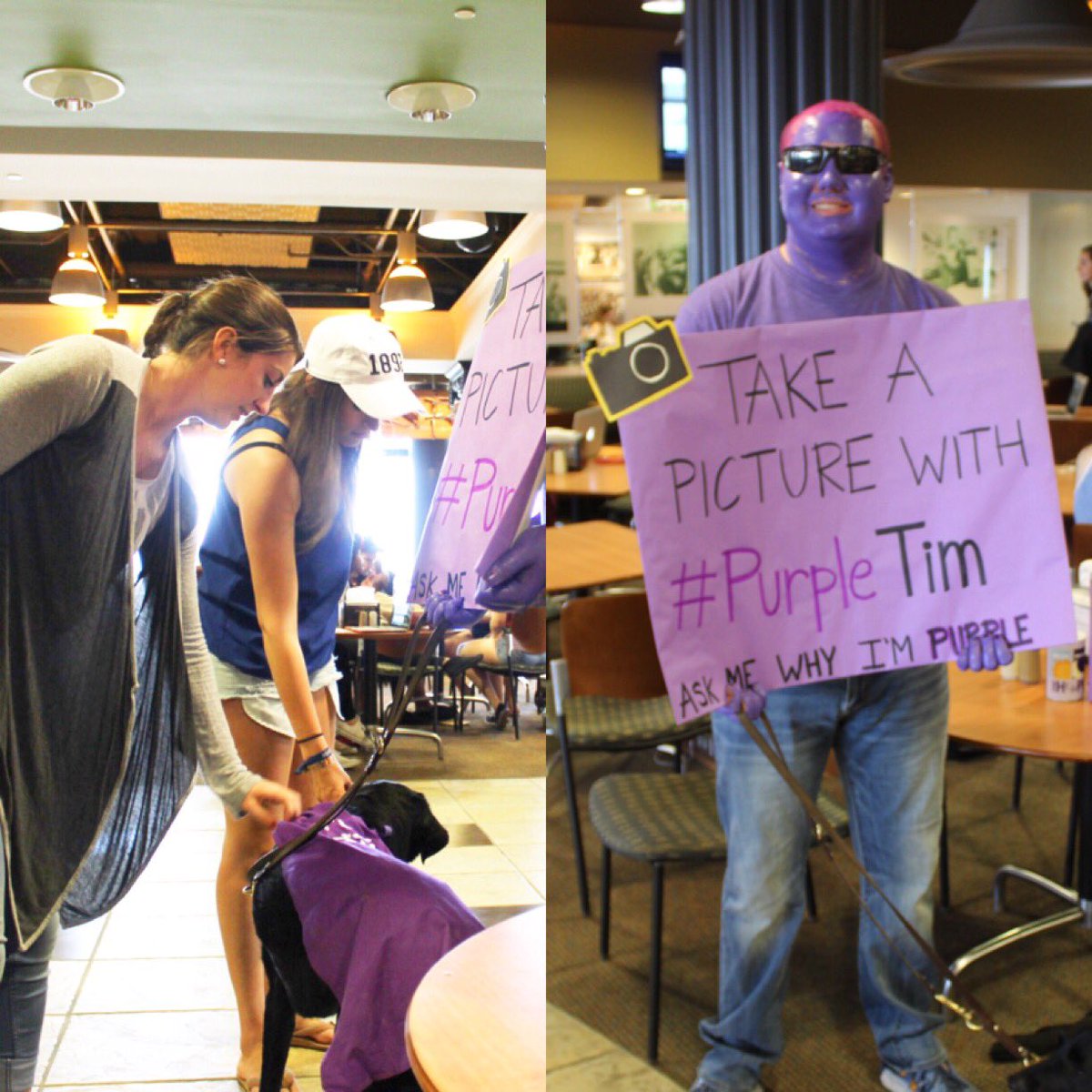 Lang and I are thrilled with the amount of visitors we've had today on campus!   #purpletim #RelayForLife