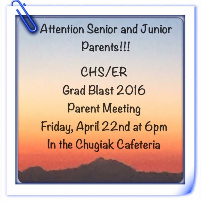 ERHS_Wolves's tweet photo. Grad Blast parent meeting tomorrow! @ChugiakHigh https://t.co/pZgWT8TDWn
