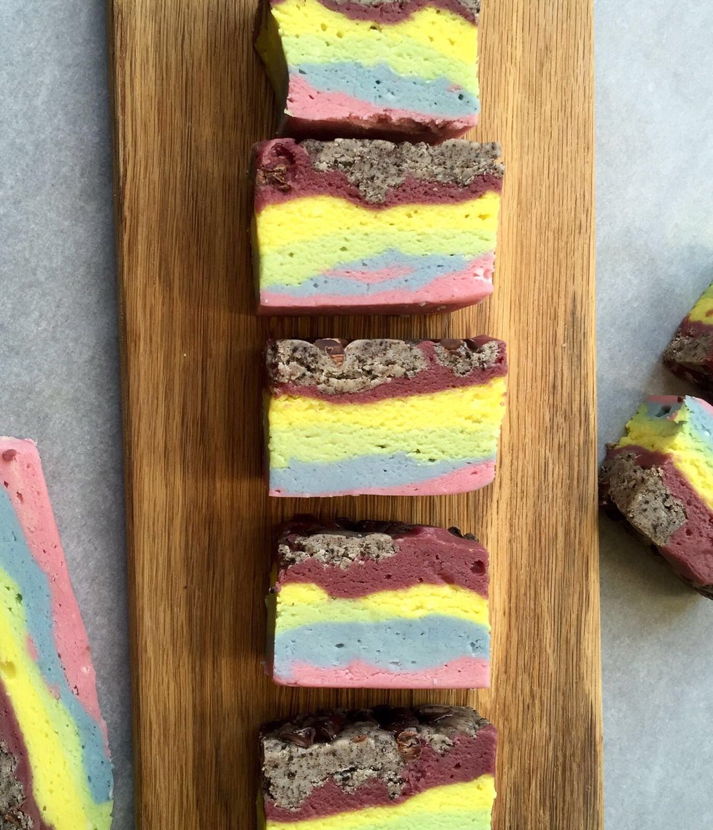 Follow us &amp; RT for a chance to win a slice of our Funky Rainbow Cookie Dough Fudge. 😋 #FreebieFriday