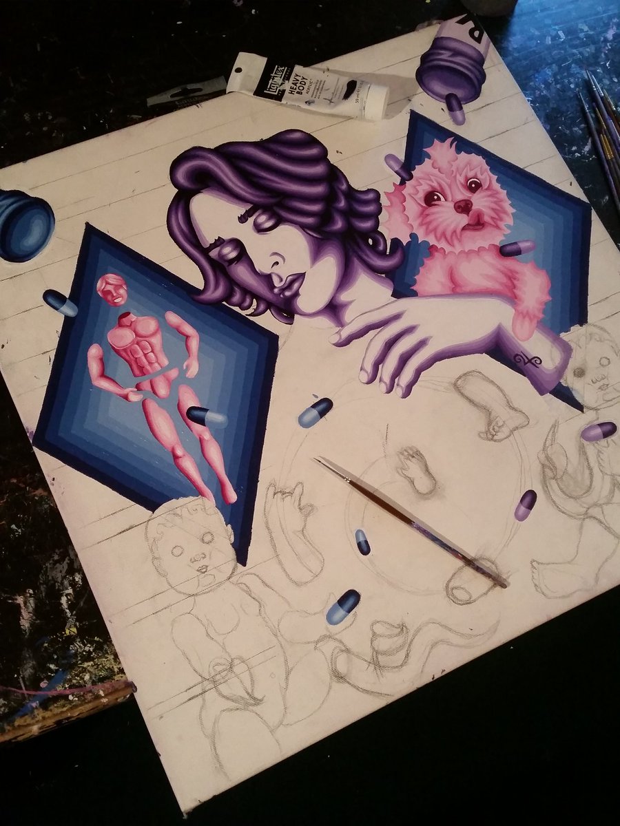 KevinRayBennett's tweet image. Doll Parts. Self-portrait. Wip. #painting #arts #artworks #artist #fineart #contemporaryart #modernart #tulsa #paint