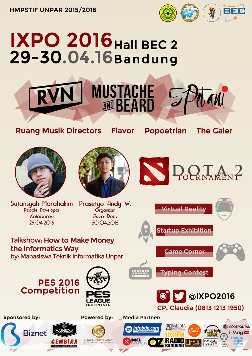 kulibangu's tweet photo. @IXPO2016 "Technologize Your Lifestyle" | @rvnband_id // @Mustacheand // @5petani_bjs | Hall BEC 2 Bandung #IXPO2016 https://t.co/BNkAsVmL0j