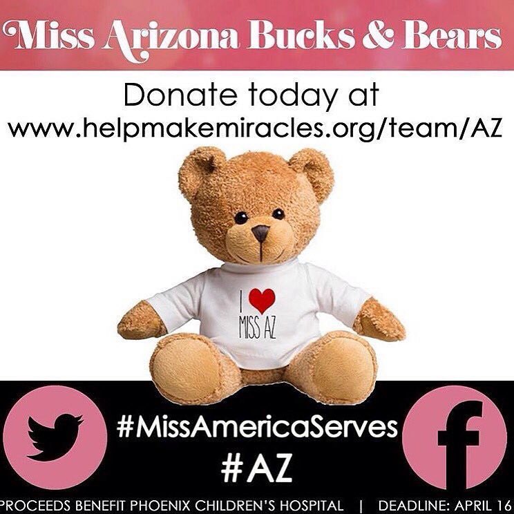 MissQCOt's tweet photo. Keep tweets and post going! Arizona's goal to win $1000 for our scholarship fund! #MissAmericaServes #AZ @missazorg https://t.co/gnJ6xLPk6N