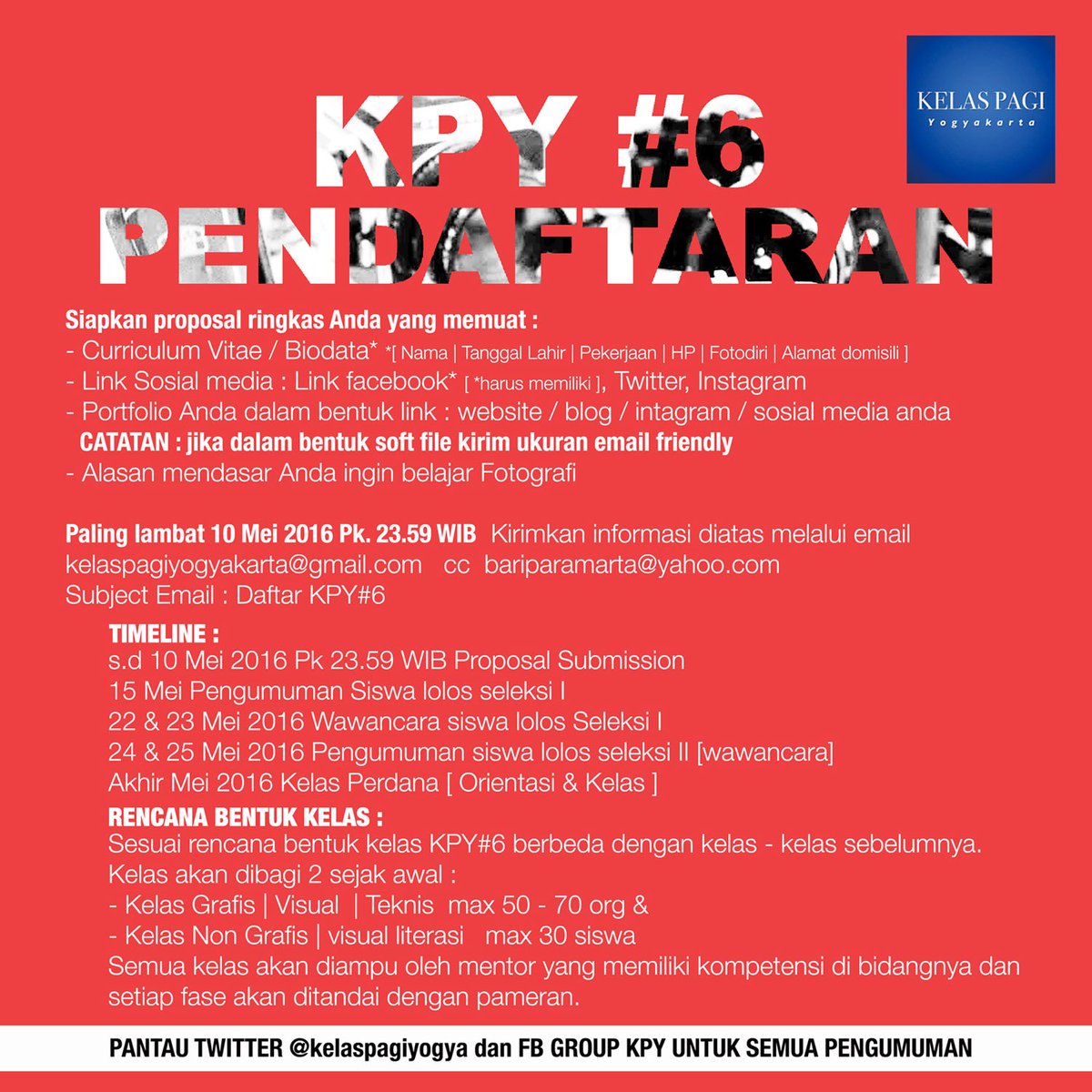 PendaftaranKPY#6 dibuka|Cek bit.ly/1VK6bqj cc <a href="/stiehunt/">STIEHUNT PHOTOGRAPHY</a> <a href="/forkomjogja/">YAKUZAKARTA</a> <a href="/LensaUAD/">Lensa UAD</a> <a href="/ppcugm/">ppcugm</a> <a href="/ufougm/">Unit Fotografi UGM</a> <a href="/serufouny/">SeniRupa & Fotografi</a>