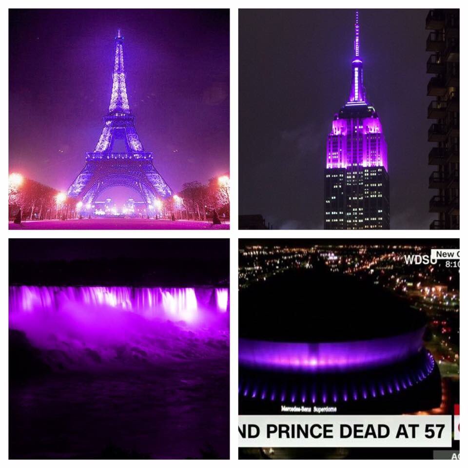 Incomparable_B's tweet image. The Eiffel Tower, The Empire State Building, Niagara Falls, &amp;amp; The Superdome are all purple for Prince... Wow 💜☔️