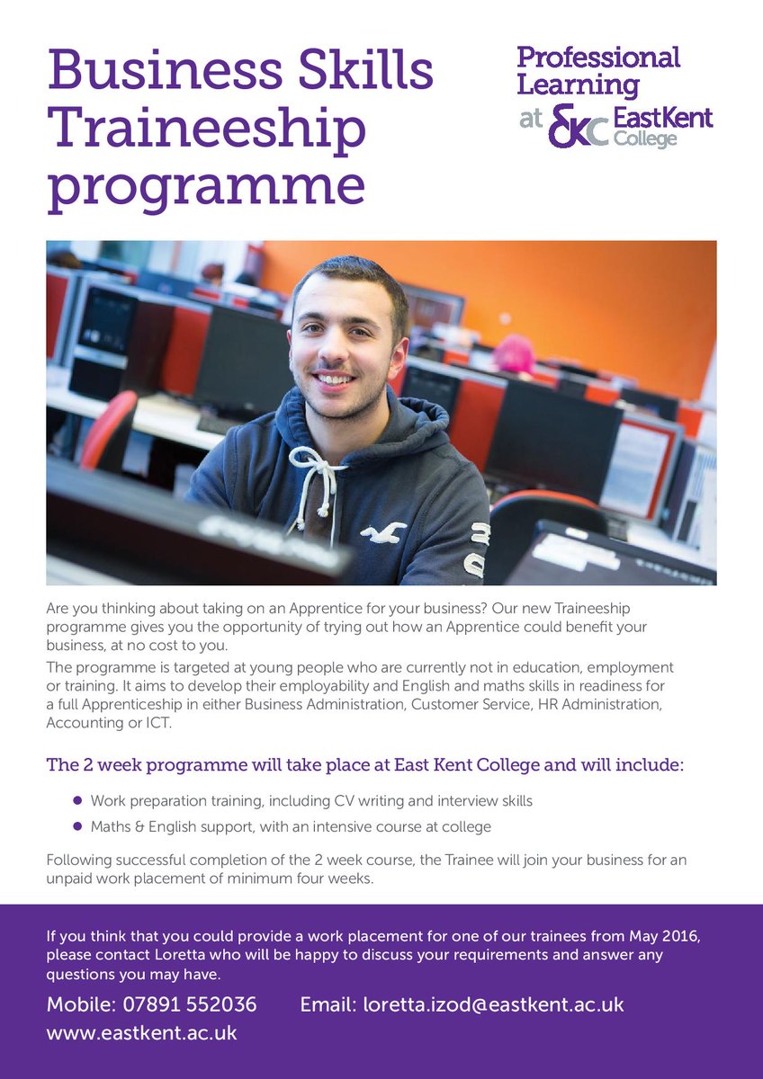EKCApprentice's tweet image. Think about taking on an #Apprentice ? How about offering an unpaid work placement? #Traineeship #WorkExperience