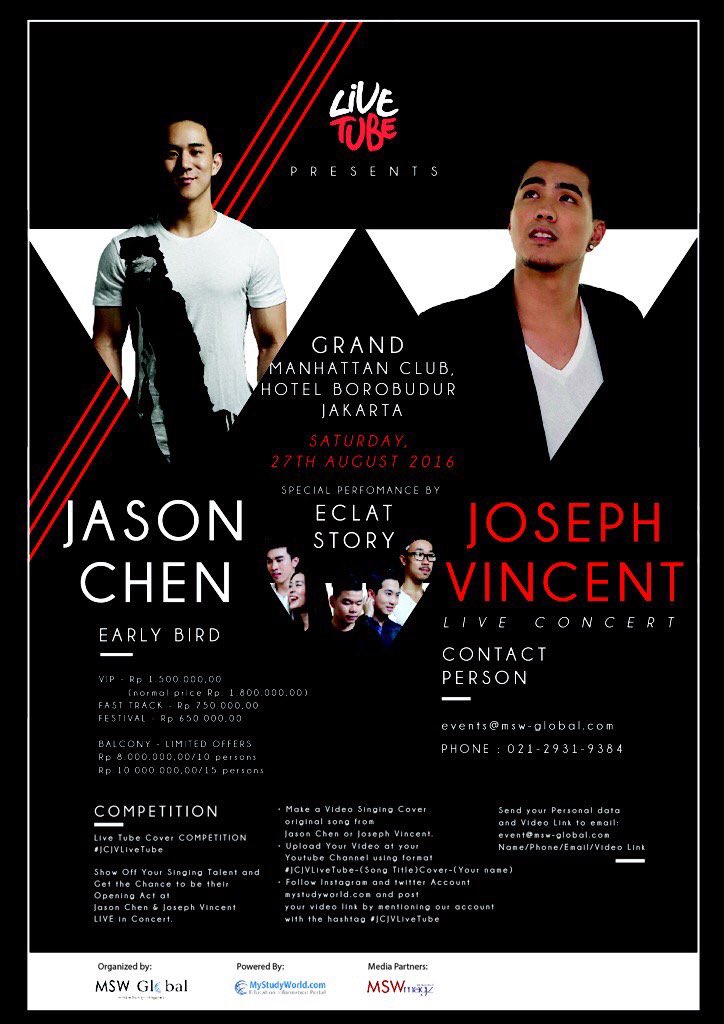 JasonChenSG's tweet photo. @JasonDChen &amp; @josephvincent12 will be heading to Jakarta on August 27! Let's hope they'll come to Singapore too! https://t.co/plAkW2PDb1