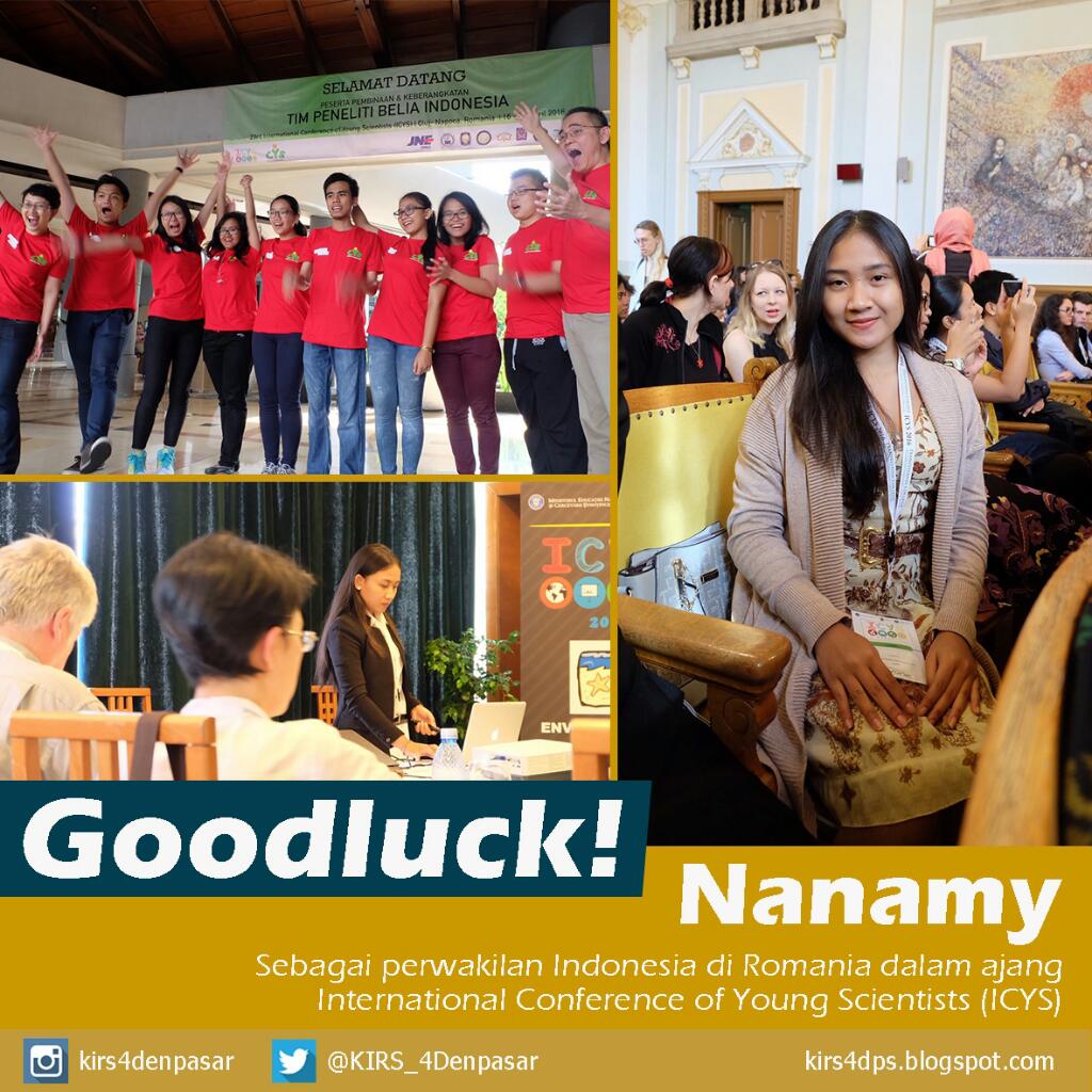 Selamat Nanamy telah meraih medali perak di ajang International Conference of Young Scientist di Rumania!!