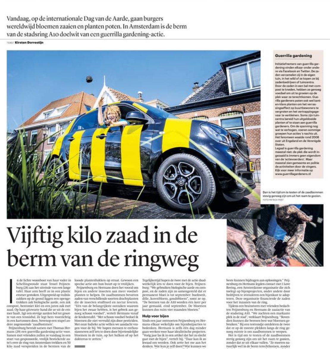 TrouwGroen's tweet photo. Zaadbommen gooien als statement, guerilla-gardening: lees in @TrouwGroen. https://t.co/6F5892QvzF