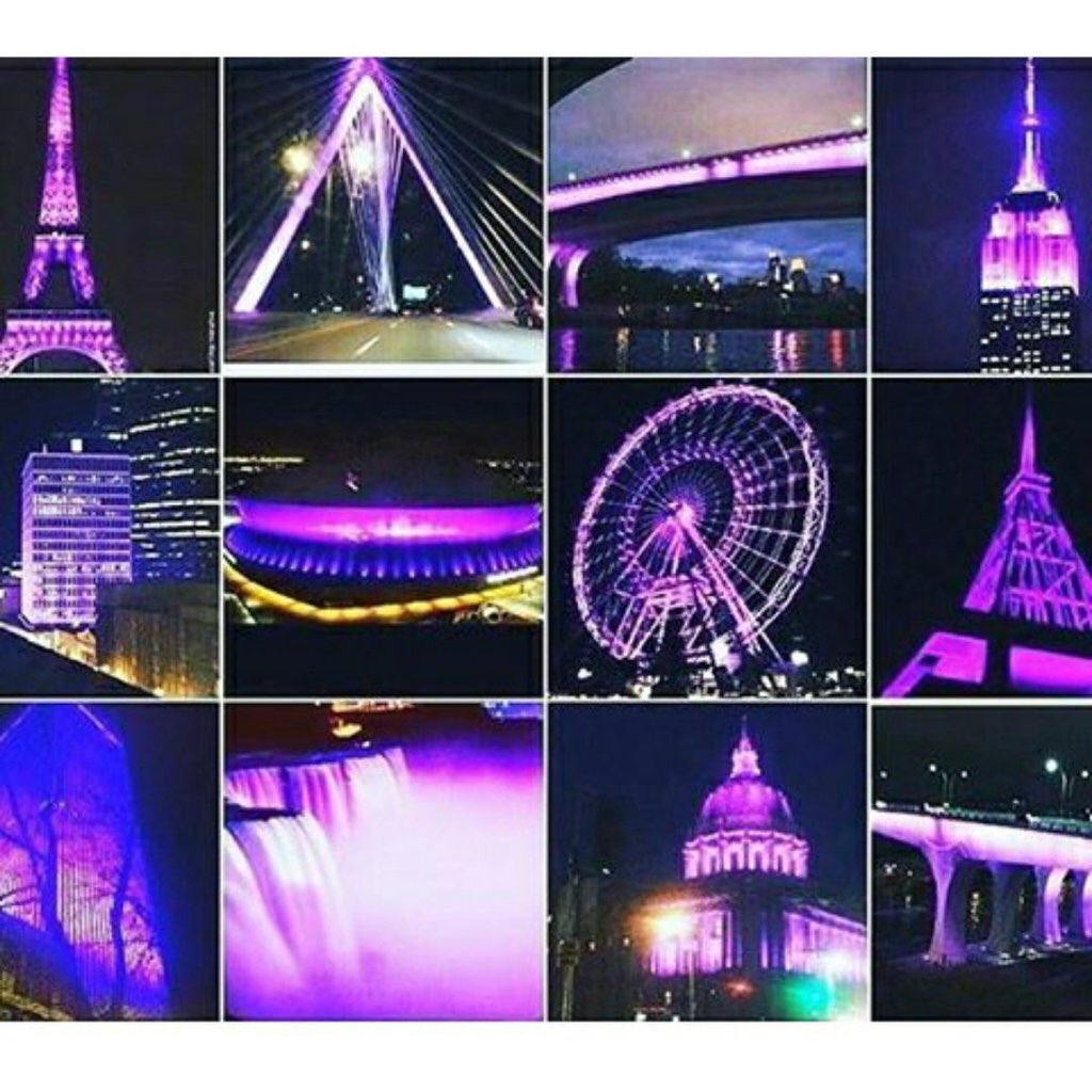 JayNeubauer's tweet photo. Every international monument is purple.  #PrinceRIP https://t.co/Clp90FE5Zn