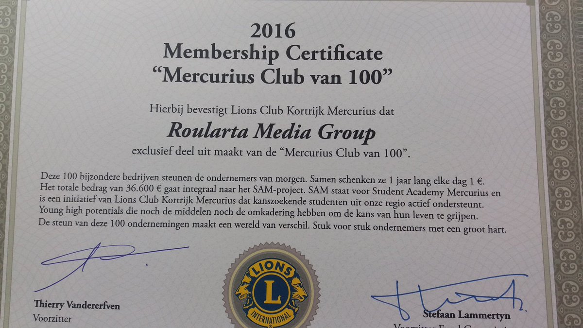 JohnVandenb's tweet image. Ook @Roularta steunt #mercuriusclubvan100 @lionsclubkortrijk #SAMproject