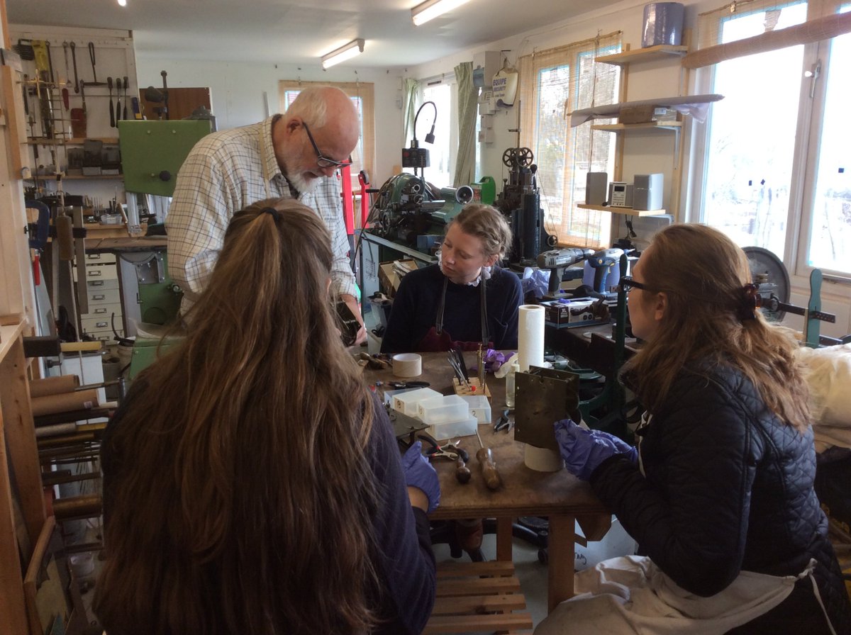 mybenchview's tweet photo. great @snowshillmanor #clockconservation students looking behind the dial. Well done everyone @nationaltrust https://t.co/QcjfYG3uMk