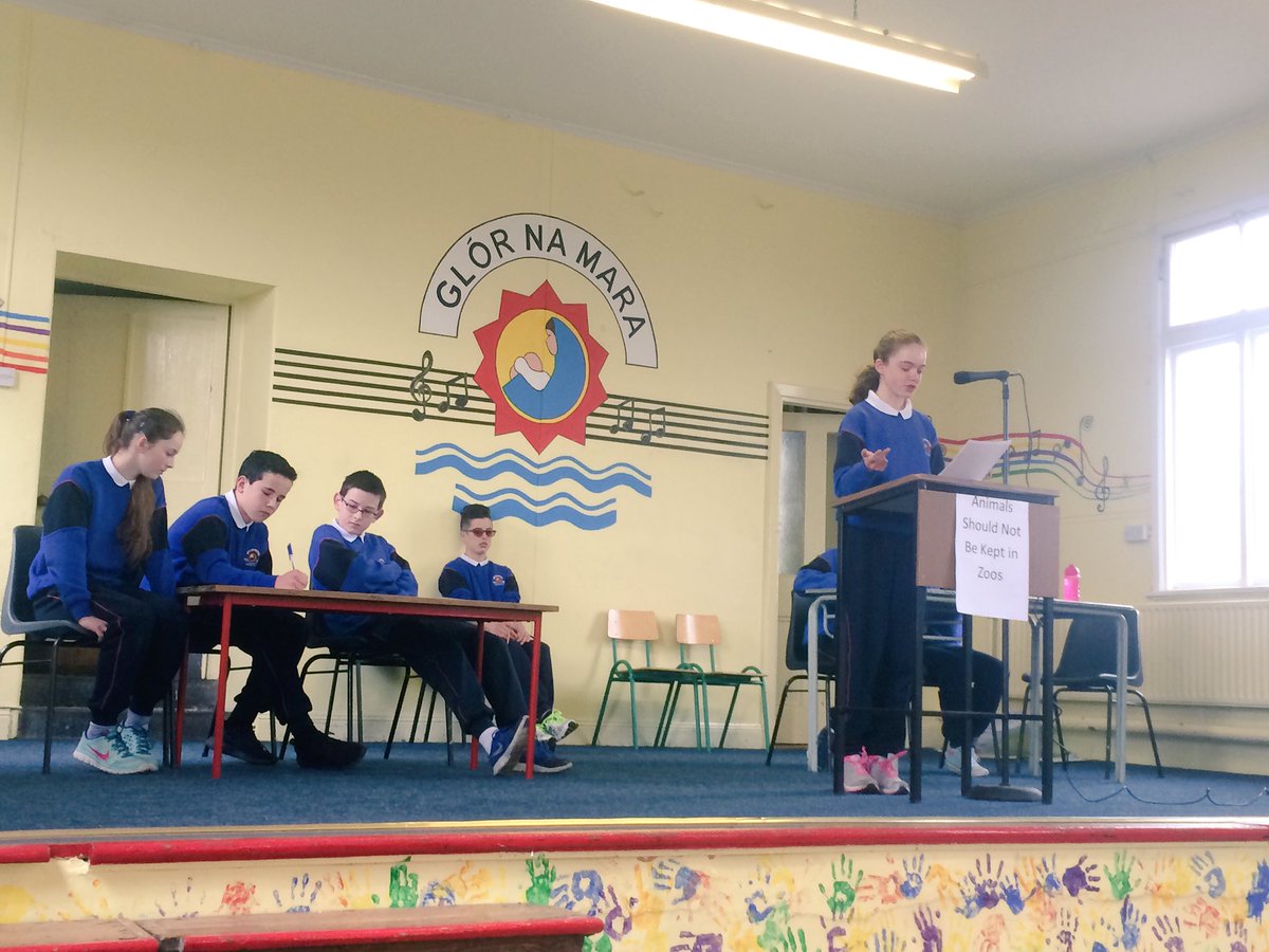 GnM6th's tweet photo. 6th class debating the motion Animals Should not be kept in zoos! Well done to both teams who had fantastic points! https://t.co/K3YeCzFkmt