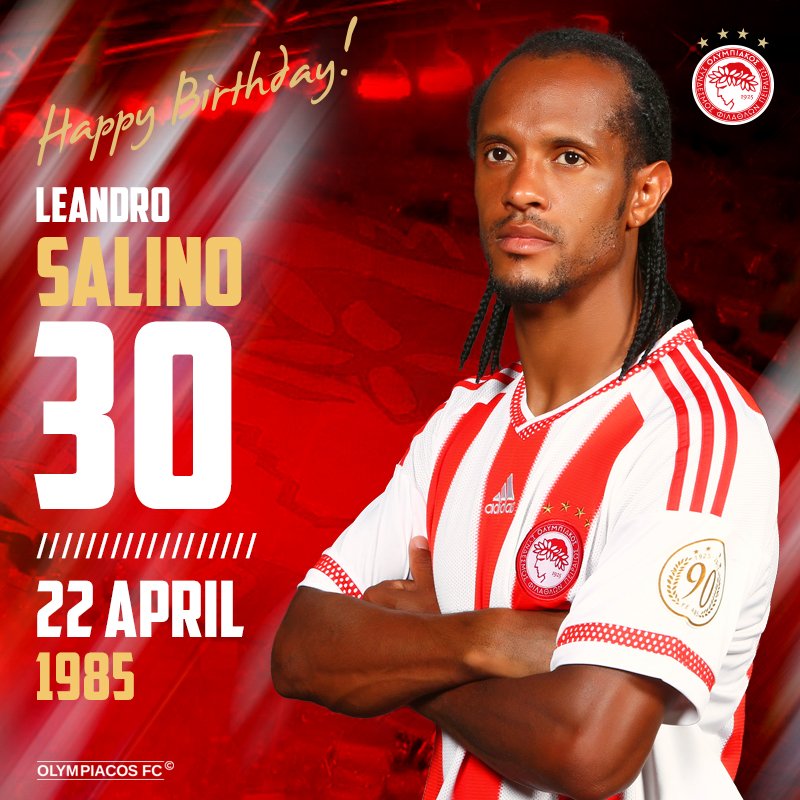 olympiacosfc's tweet photo. Χρόνια πολλά στον ποδοσφαιριστή της ομάδας μας, Λεάντρο Σαλίνο! / Happy Birthday @LSalino30 ! #olympiacos https://t.co/VvGLXfoBX8