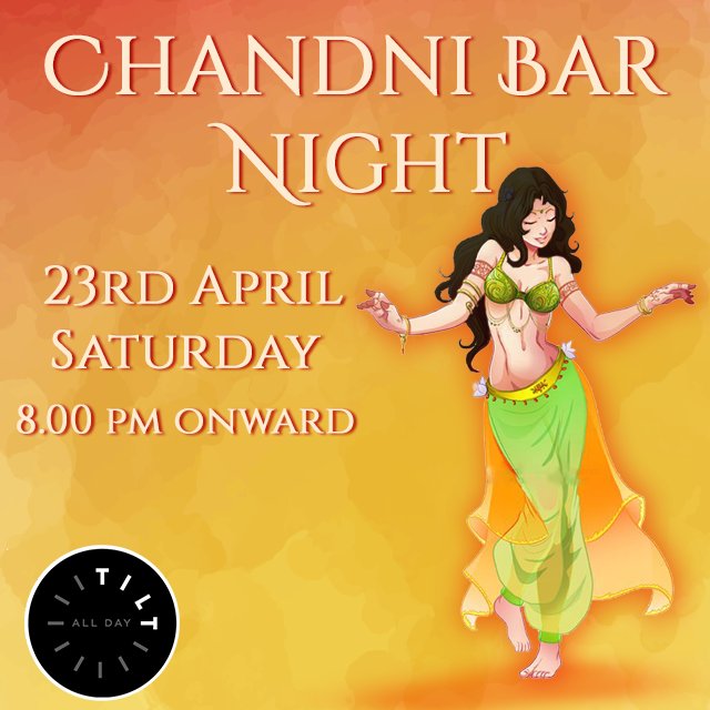 TiltMumbai's tweet photo. Gear up your #thumkas and #jhatkas for this Saturday night at #tiltallday,#lowerparel. 
#ChandniBarNight #Bollywood https://t.co/6qmiP2ZGyQ