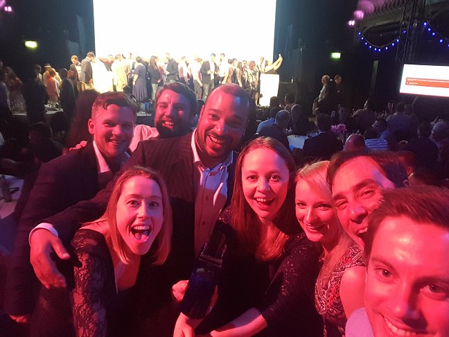 DAC_Edinburgh's tweet photo. The team having fun the other night at #DigitalTech2016!  Not too bad for our first go with a selfie stick! https://t.co/Tl6rOWrCwK
