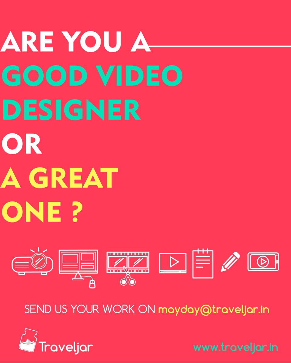 itsSDJ's tweet image. #Hiring a #VideoDesigner for @traveljarapp. If you know anyone do refer. Please #RT #jobsearch #job