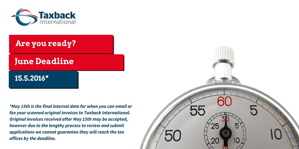 FintuaGlobal's tweet photo. Want to recover #VAT from T&E in 2015? Please send on your orginal invoices by May 15th #junedeadline https://t.co/LNZXFWCWb4