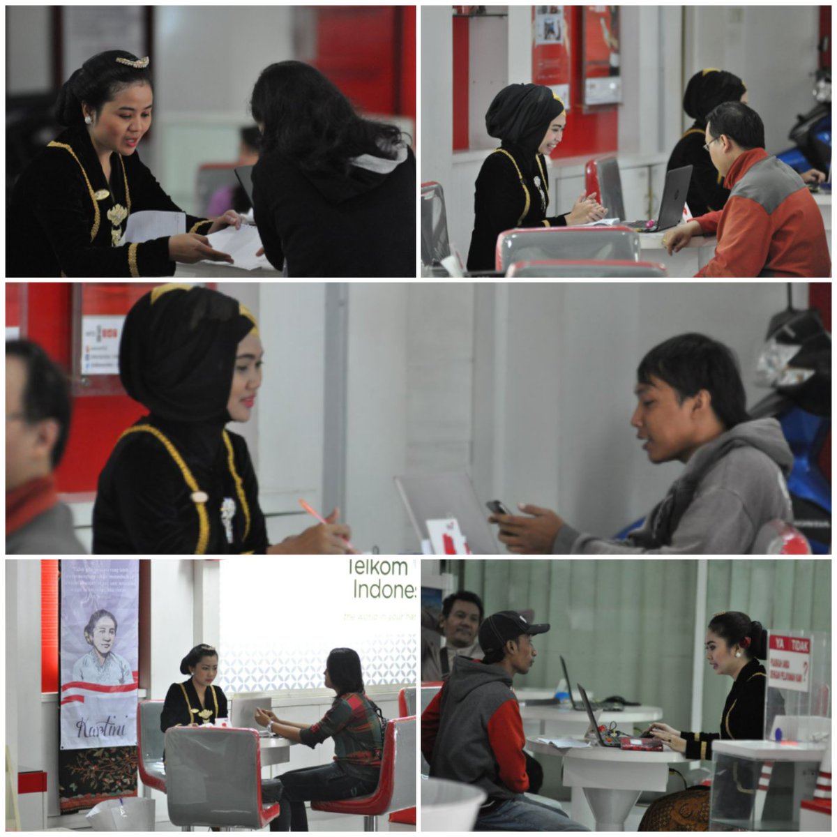 GendhukYounie's tweet photo. Srikandi telkom melayani pelanggan, kepuasan pelanggan adlh kebahagiaan kami.. #kartiniindihome #plasatelkomsolo https://t.co/hckRf4fqAB