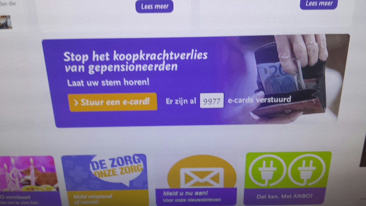 ANBOpers's tweet photo. Nog 23 e-cards tot de 10.000! Helpt u ons mee dat aantal te halen? 'Stop koopkrachtverlies' https://t.co/fGhFHt6UWu https://t.co/JJMcyyjsg2