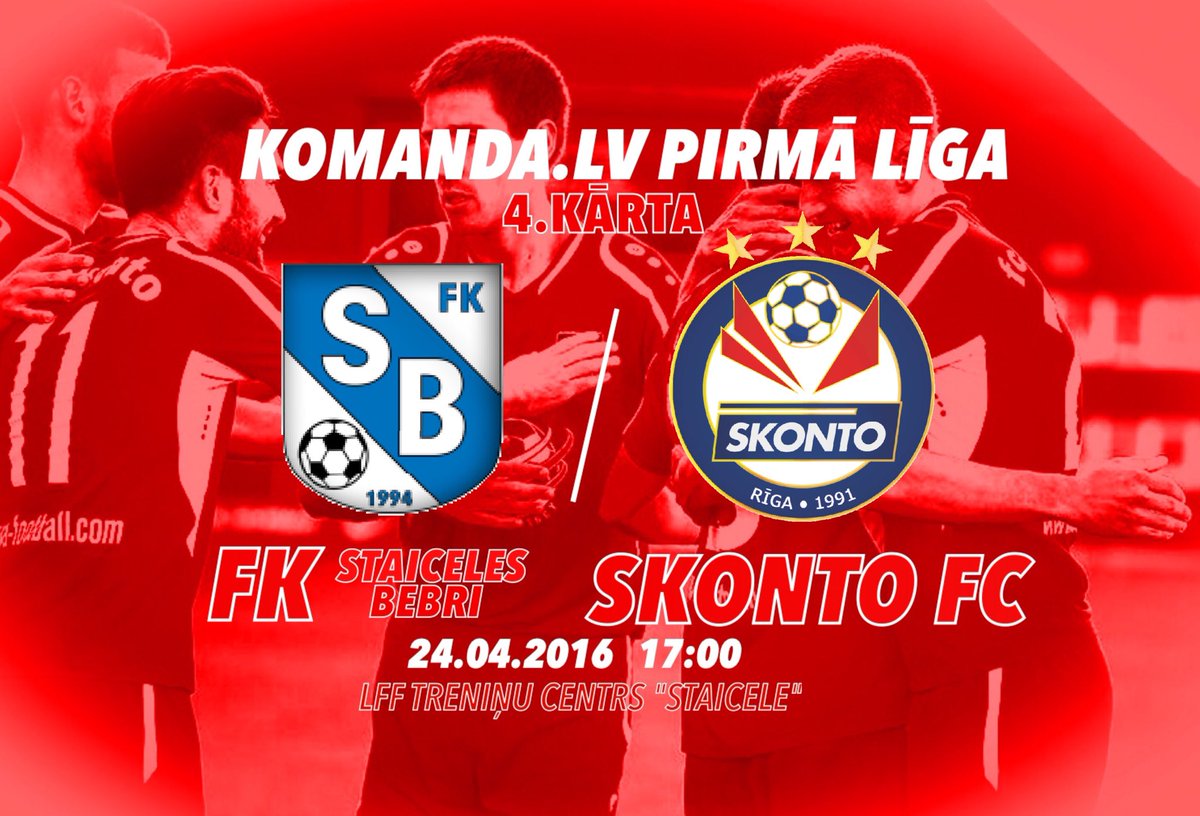 24.aprīlī 17:00
<a href="/Sbebri/">FK STAICELES BEBRI</a> - <a href="/FC_SKONTO/">SKONTO FOOTBALL CLUB</a> 
Atbalsti savējos!!!