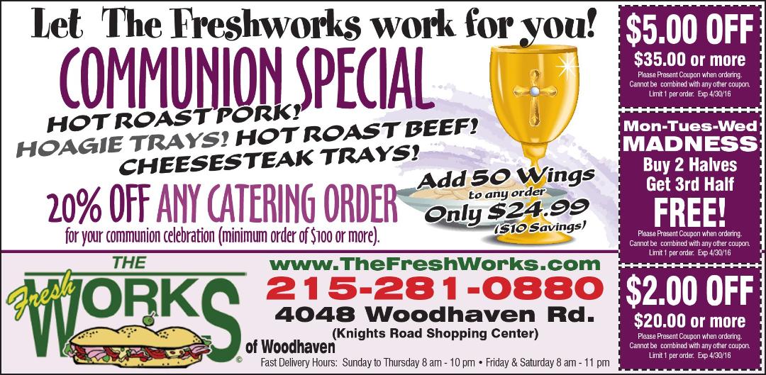 TheFreshWorks1's tweet photo. The Freshworks Woodhaven has great communion specials!! https://t.co/zDvVHYiTZn
