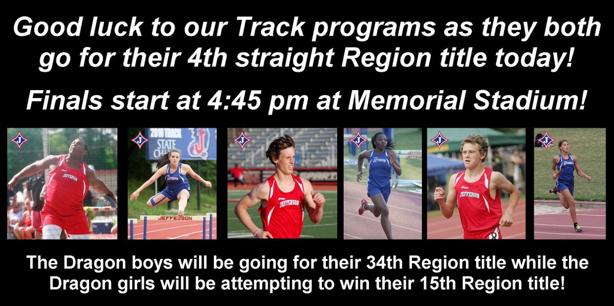 Good luck to our Track teams as they both go for their 4th straight Region titles! Finals start at 4:45.  Be There!!