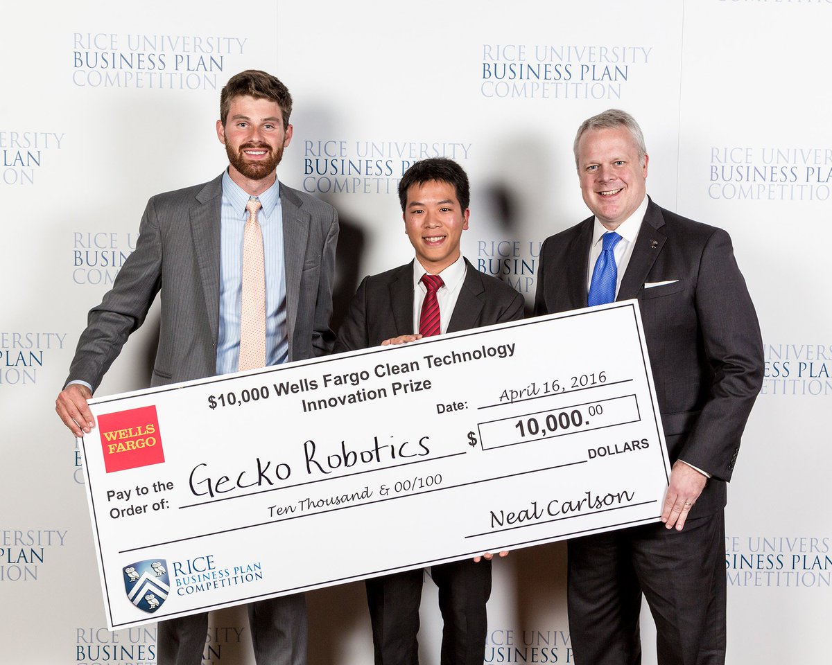 RBPC's tweet photo. @geckorobotics from @carnegiemellon - winners of $10K @wellsfargo Clean Technology #Innovation Prize at #rbpc2016 https://t.co/NNv5krIaBy