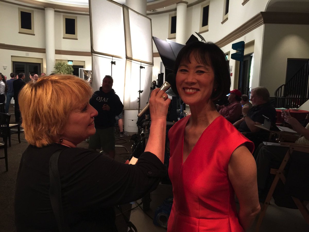 tessgerritsen's tweet photo. Getting ready for my R&amp;I closeup!  What fun  having someone primp and fluff me. No, I did not get to keep the dress. https://t.co/vMKOnnYNHc