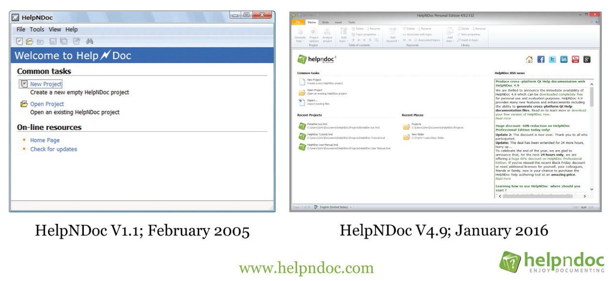 HelpNDoc's tweet image. Then and Now #HelpnDoc #Helpauthoring ow.ly/10o9X2