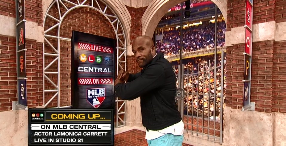 MLBNetwork's tweet photo. Actor @lamonicagarrett is on deck! He's talking @SFGiants and more, next on #MLBCentral. https://t.co/peAG4cIQFd