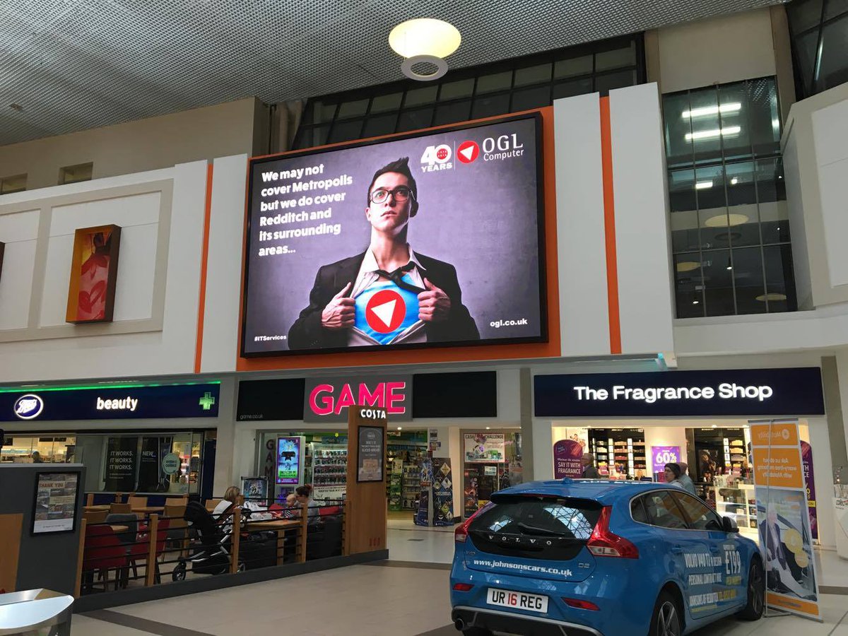 oglcomputer's tweet photo. In Redditch this weekend? Look out for our ad on the @ElonexOutdoor screen in the @shopkingfisher #DOOH #IspyOGL https://t.co/2jpF9GmmgB
