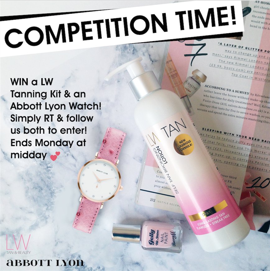 AbbottLyon's tweet image. Hello weekend! 💘 #WIN a @Laurens_Way tanning kit &amp;amp; an #AbbottLyon watch in our #competition! RT &amp;amp; follow to enter 💜