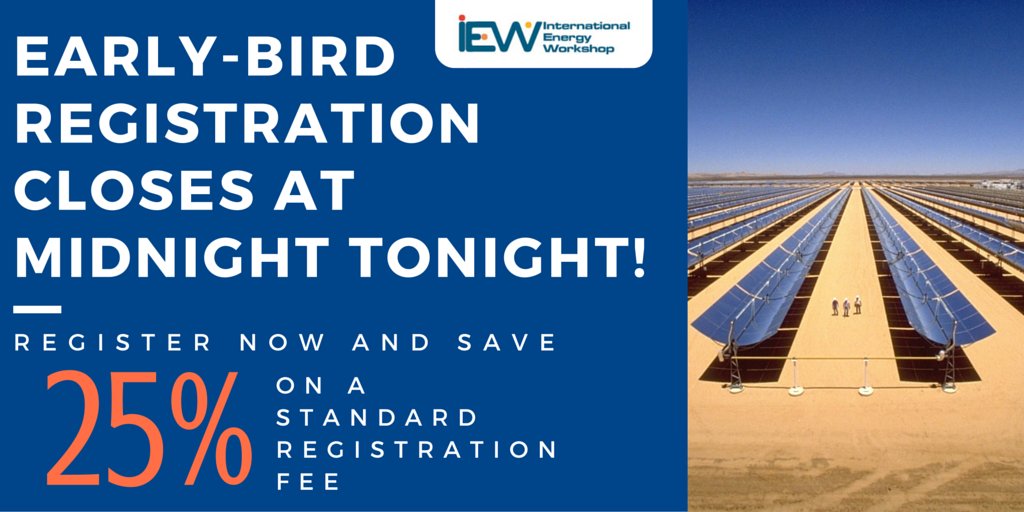 Less than 12 hours remaining to save 25% on registration fees for #IEW2016. Early-Bird closes tonight at midnight!