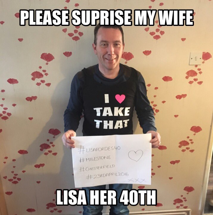 Tania_Saunders's tweet photo. The countdown begins @GaryBarlow #lisafordes40 #milestonebirthday #April23rd2016 #chesterfield #derbyshire x https://t.co/EtUhgndrfv