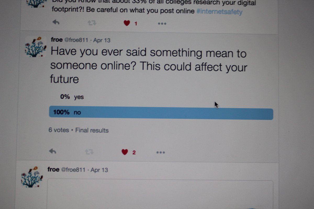 froe811's tweet photo. Wow! Good job guys on keeping your digital foot print clean and thinking of the emotional and socials risks first! https://t.co/q2a8fXTajr