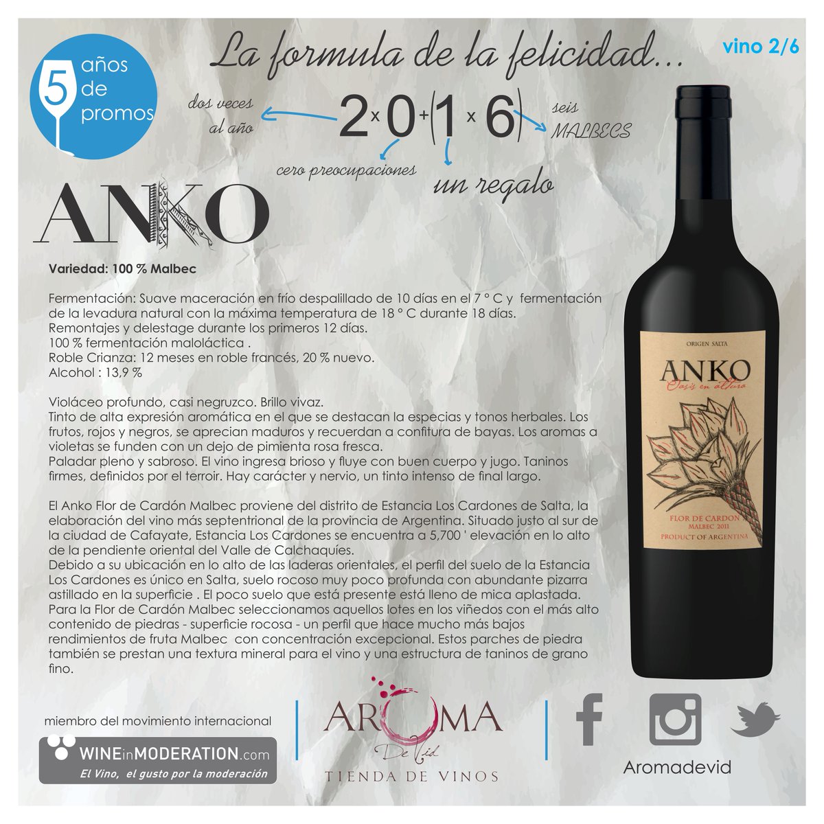 AromadeVid's tweet photo. Vino del mes en la 5° #promoanual @AnkoLosCardones @Pret_a_Boire @colosejanovich @jeffmausbach @MarDelPlataARG https://t.co/Pps4QBw9va