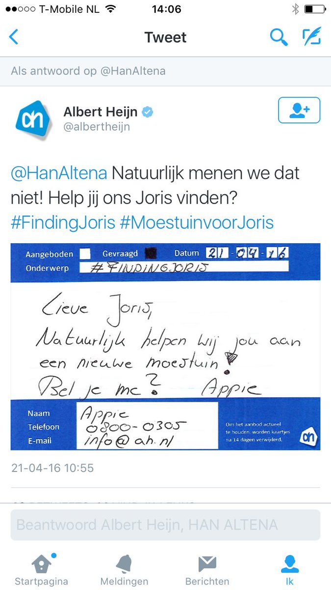 Verwonderster's tweet photo. Help @albertheijn Joris vinden #FindingJoris #MoestuinvoorJoris https://t.co/WnpE2XOi2G