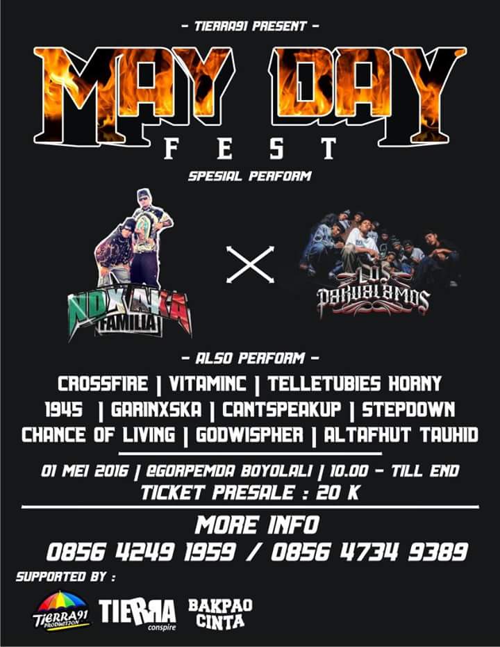 MAY DAY FEST || <a href="/LOSPAKUALAMOS/">LOS PAKUALAMOS</a> <a href="/1945MELODICPUNK/">1945 MELODIC PUNK</a> <a href="/vitamincpunk/">VITAMIN C</a>  <a href="/Cantspeakup_ofc/">Ig : CANTSPEAKUP_</a>  etc. || GOR PEMDA BYL