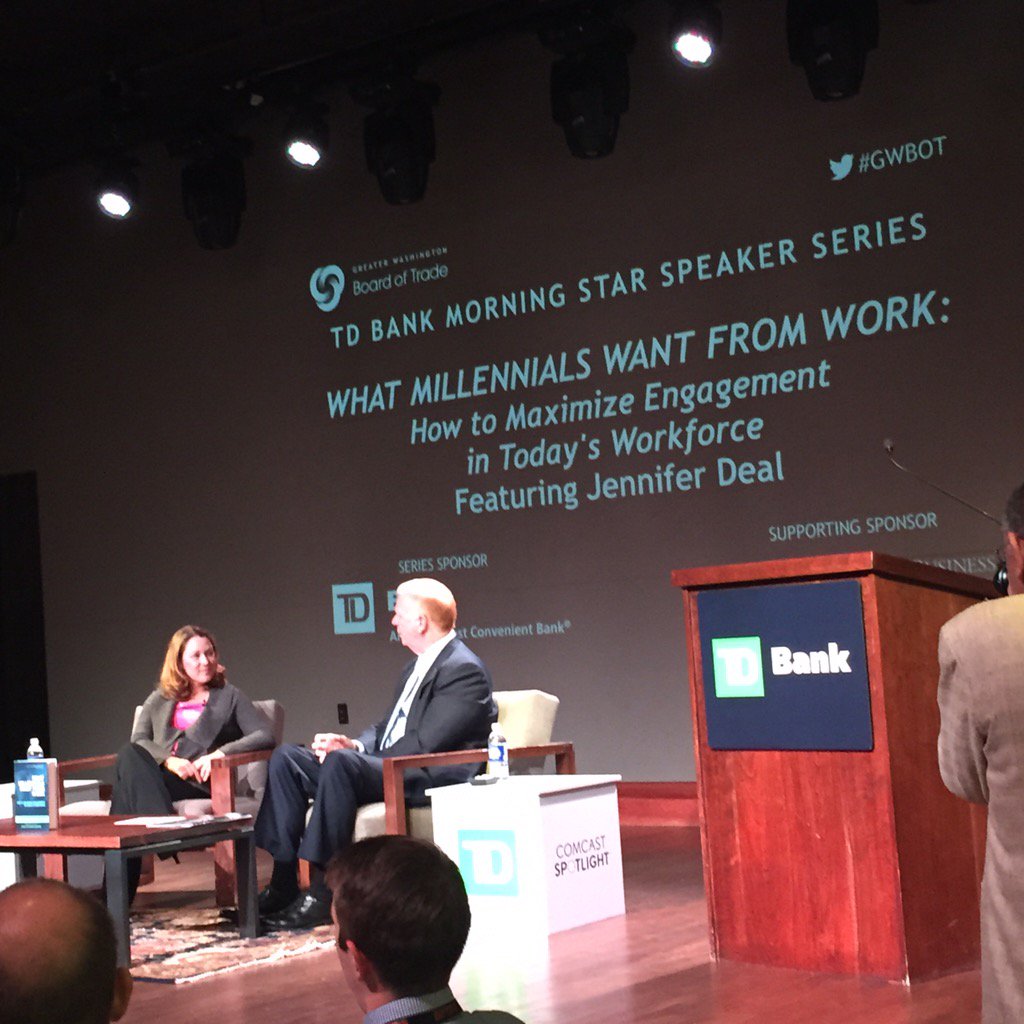 KelliDavis_TW's tweet photo. Jennifer Deal talk about millennials and addresses work challenges at #GWBOT https://t.co/6gxwb5Bm2h