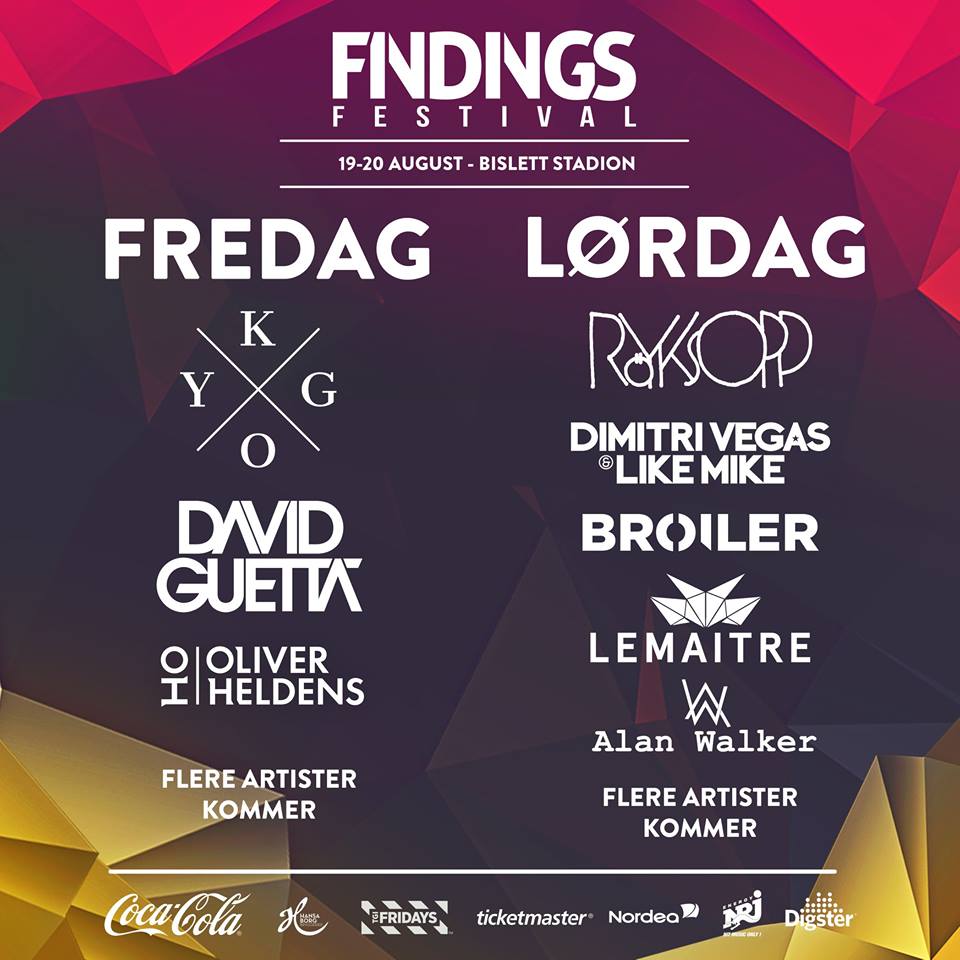 ticketmasterno's tweet photo. Vi har lagt ut DAGSPASS til årets Findings, og @FindingsOslo har laget en foreløpig oversikt. Flere artister kommer! https://t.co/p2lMyxEtXw