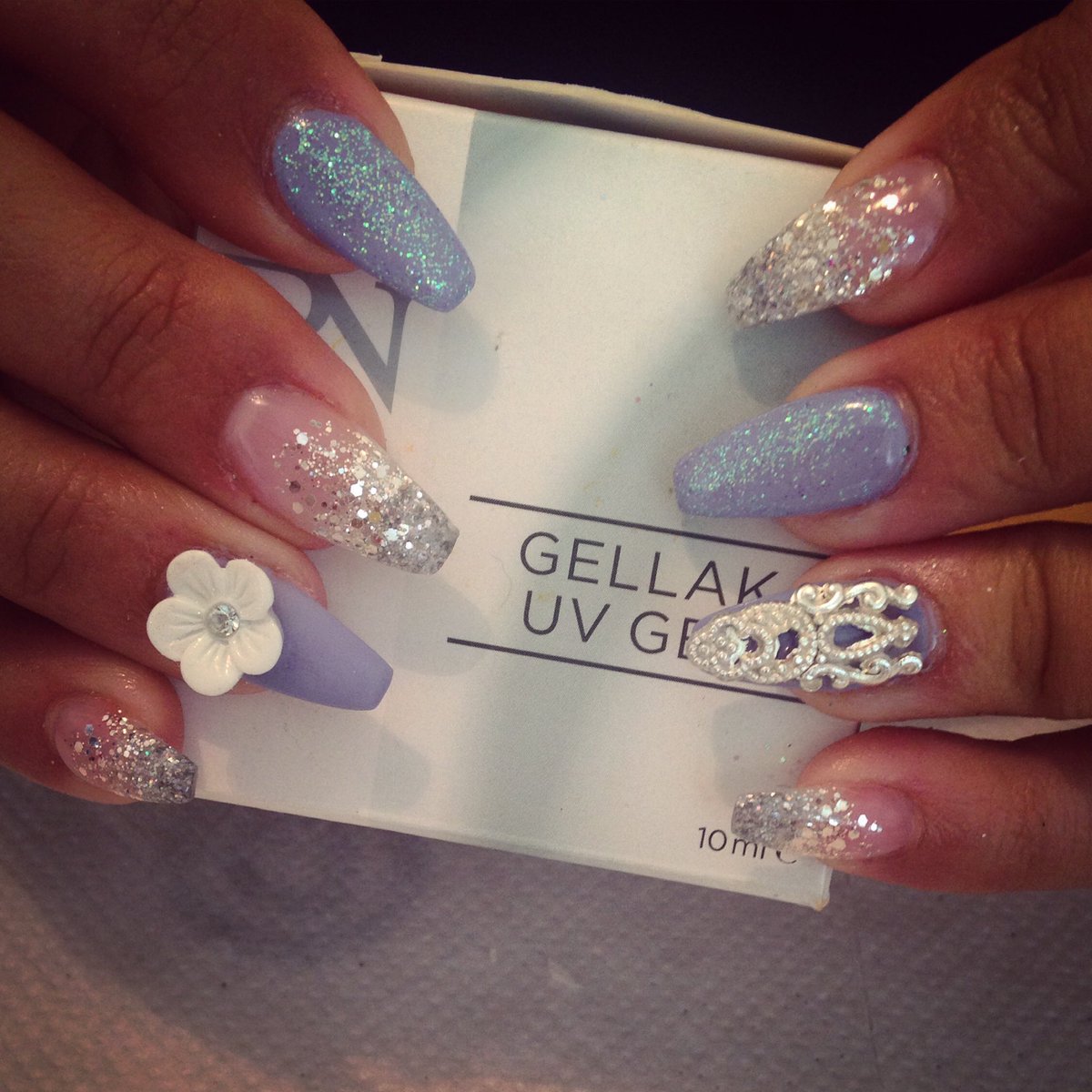Aperfectennails's tweet photo. Lilac &amp; sparkles #nails #aperfectten #pembs #pronails #glitter #nailart #gelnails #girly #glam #lotsofsparkle https://t.co/ZcEZfnjnDu
