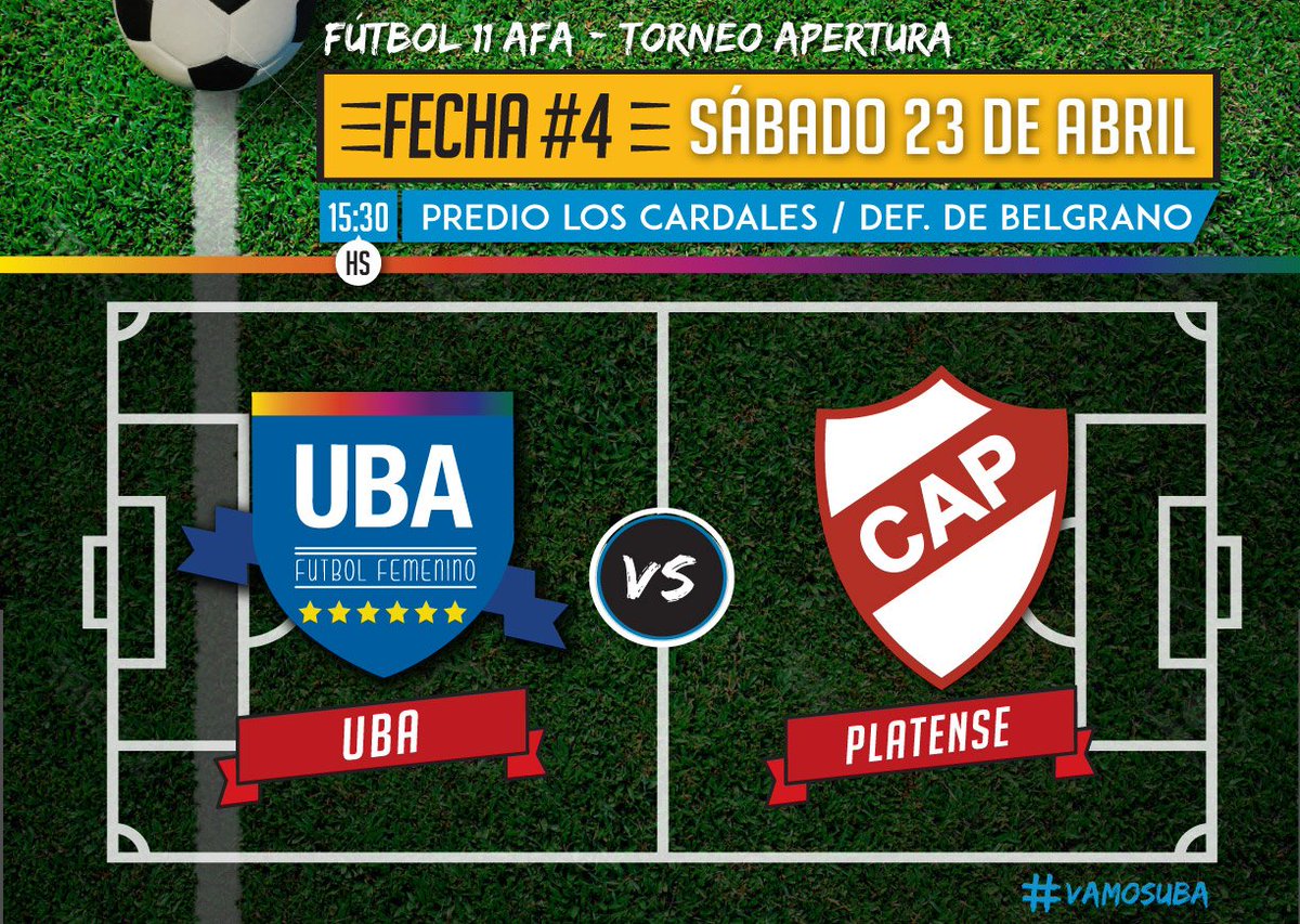 Fecha 4 - Volvemos a Cardales!!Que ganas de volver a verte!!
UBA vs @futfemcap Sábado 23, 15:30 h
#VamosUBA
