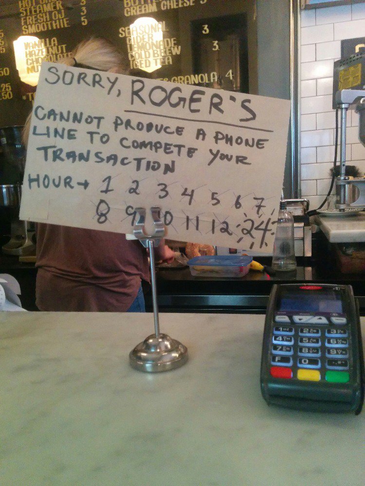 24 hours later and Roger still can't produce a phone line to complete your transactions. Or any answers. <a href="/RogersBiz/">Rogers Business</a>
