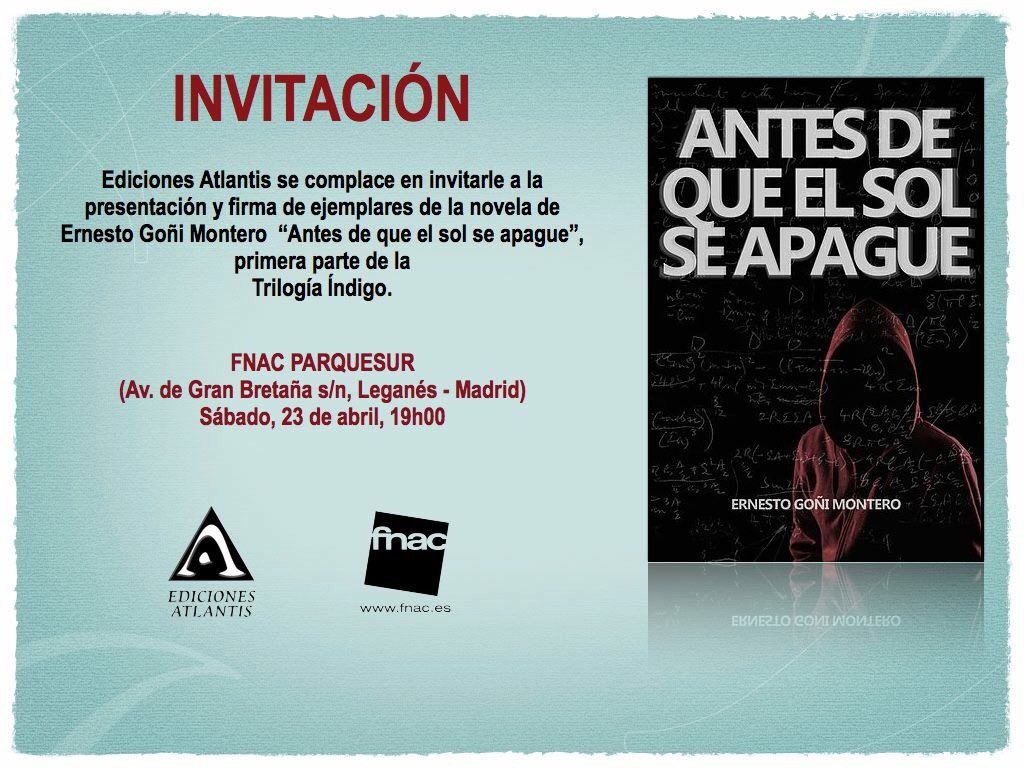 TrilogiaIndigo's tweet photo. Celebra el día del libro mañana a las 19:00 @FnacParquesur https://t.co/qEW8Bz6U37