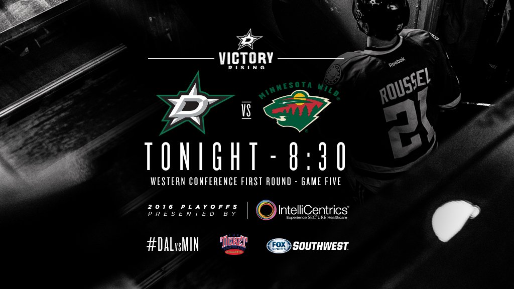 DallasStars's tweet photo. IT'S GAME DAY!

Stars look to close out the series tonight at 8:30 on FSSW
PREVIEW:https://t.co/OClpclPQzz
#DALvsMIN https://t.co/IEUp9Y0RUm