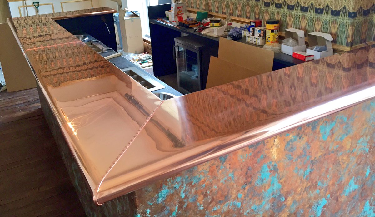 Zinc_Interior's tweet photo. Hand #fabricated #copper #bullnose #bar for #combegrovemanor in #bath with #antique #copper #clad #barfront https://t.co/GySlbFd1CI