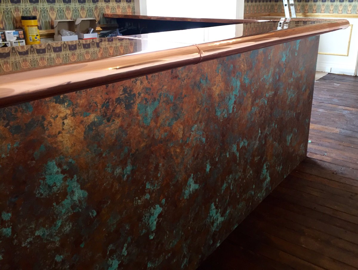 Zinc_Interior's tweet photo. Hand #fabricated #copper #bullnose #bar for #combegrovemanor in #bath with #antique #copper #clad #barfront https://t.co/GySlbFd1CI