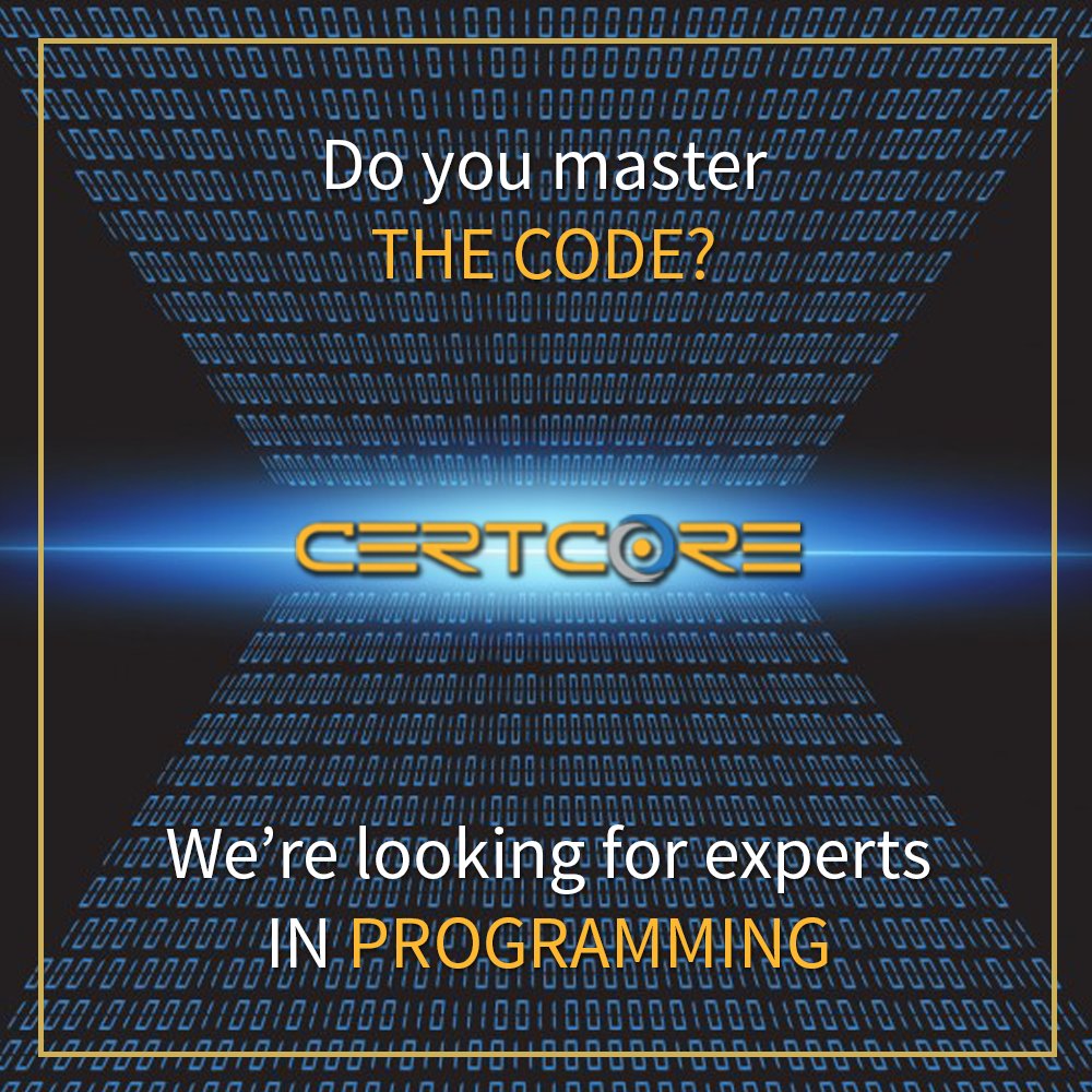 CertCore's tweet image. Check our Careers section and find your place in our team of specialists.www.certcore.com/careers